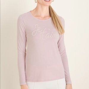 New French Je Teaime Pearl Long Sleeve Tee